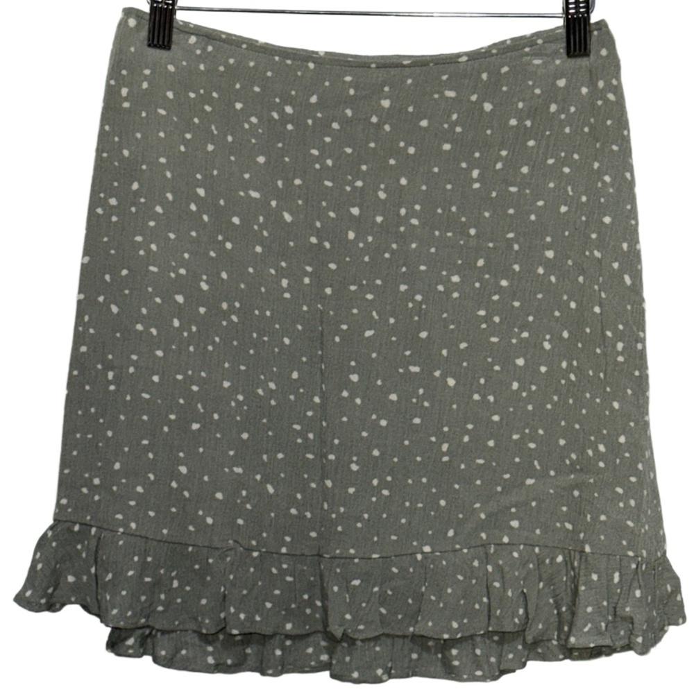NEW Abercrombie & Fitch Gray White Polka Dot Ruffled Skater Mini Skirt Size S